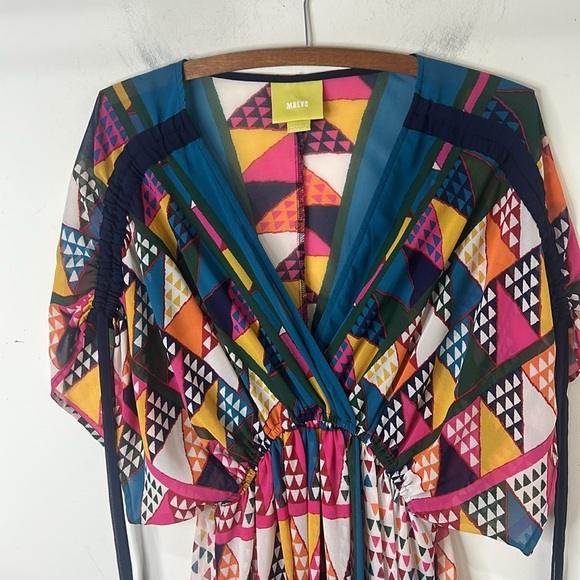 ANTHROPOLOGIE MAEVE Geometric Multicolor Print Dress Swim Cover-Up Size 4 - Picture 3 of 16